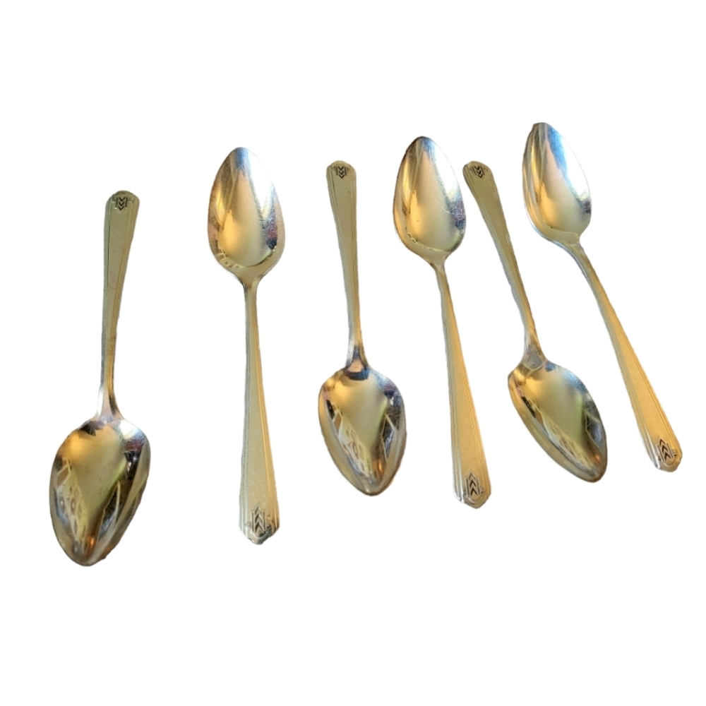 William Rogers Stainless Steele Triple Chevron Southwestern Pattern Set 6 Spoons